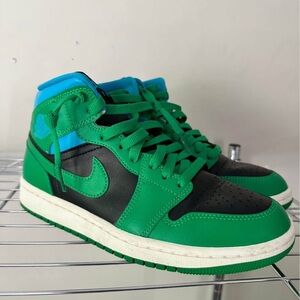 Green and Black High-Top Sneakers